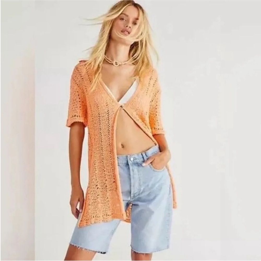 Free People Soda Pop Crochet Cardigan Cover Up Size S